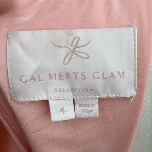 GAL MEETS GLAM Jane Tie Waist Midi Dress Coral PINK CREPE V NECK SIZE 4 - Picture 8 of 9